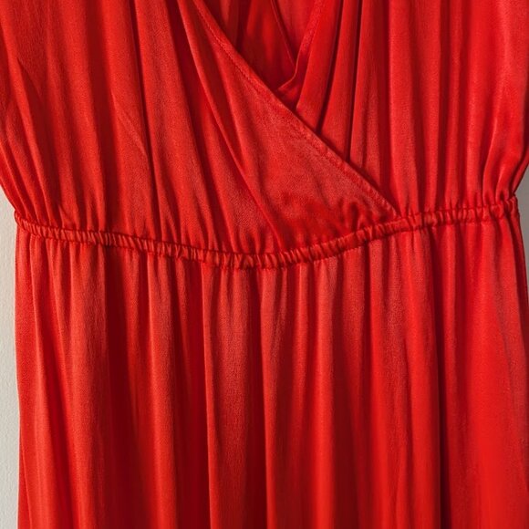 Maeve Anthropologie Orange/Poppy Faux Wrap High Low Dress Cap Sleeve M - Picture 11 of 12